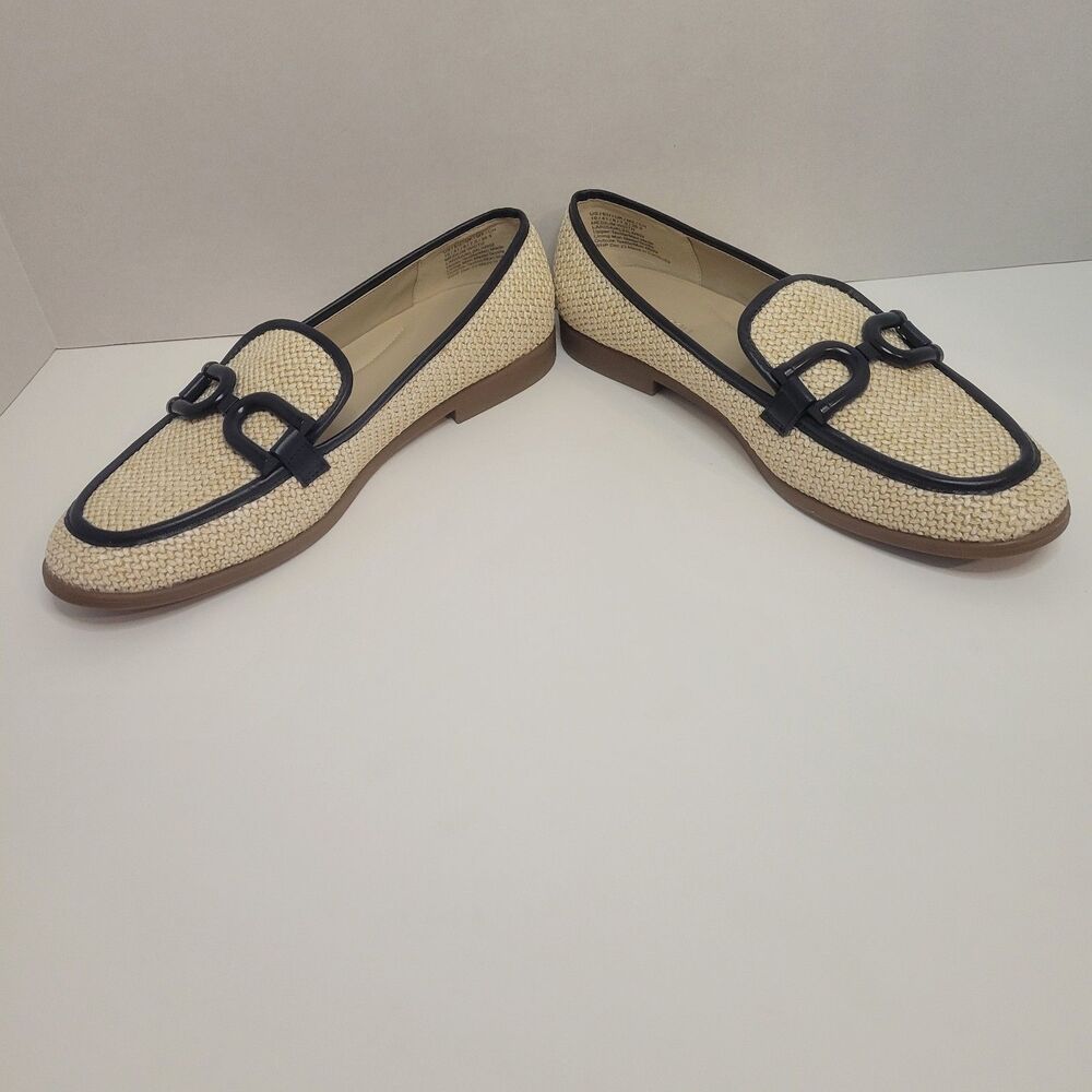 Kenneth Cole Women’s Loafers Size 10M Beige Black Woven Slip On Flat - Picture 3 of 8